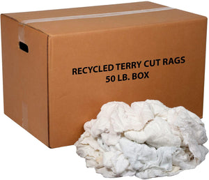 50 Lb. Box New Terry/Bar mop Rags, White