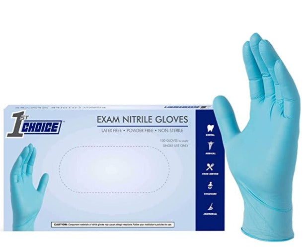 Blue Nitrile Exam Gloves, 5 Mil, Powder Free, Textured, Disposable