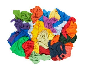 10 Lb. Box Recycled Cut Rags, Mixed Colors, White Colors